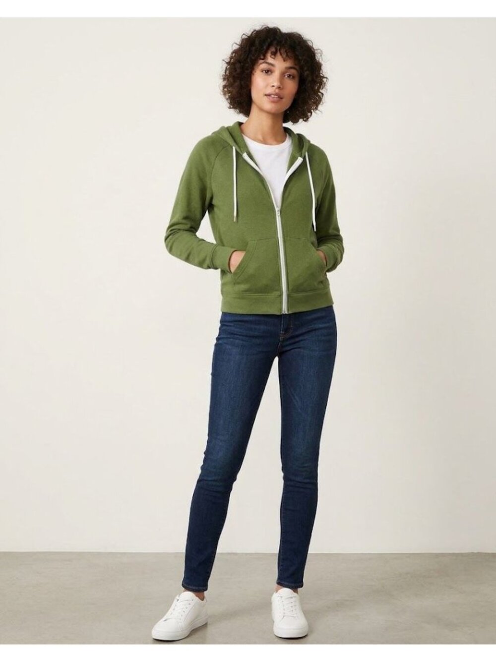 Urban Outfitters Womens XL Green Full Zip Hoodie Cotton Blend Drawstring Pockets